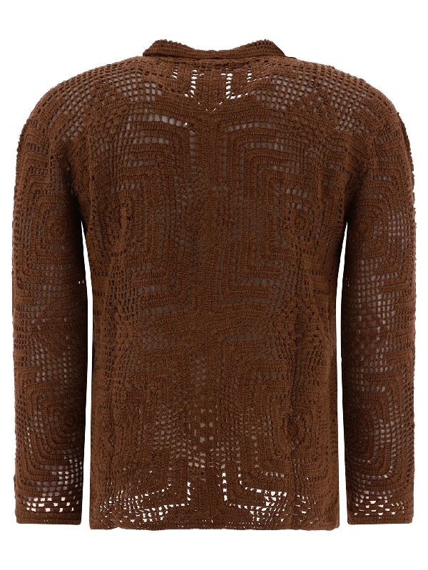 Crochet Knit Shirt Cardigan