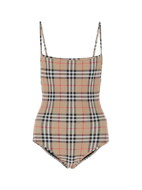 Vintage Check Backless Swimsuit