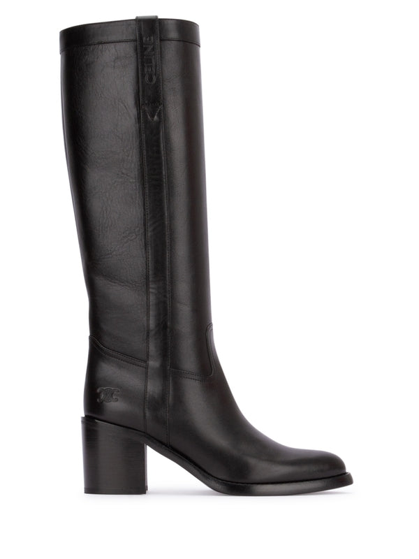 Triomphe Detail Leather High Boot Heels