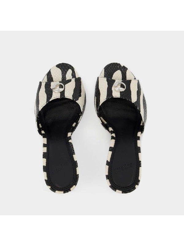 Zebra Printing Logo Mules Heels