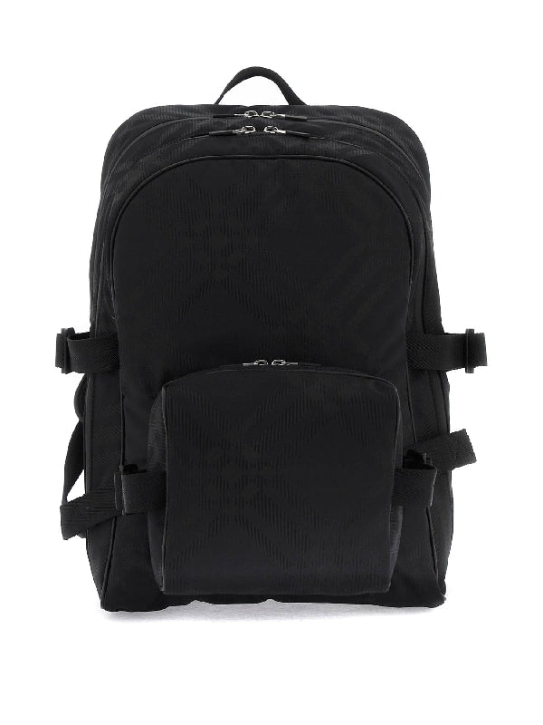 Check Jacquard Zipper Pocket Backpack - Jente