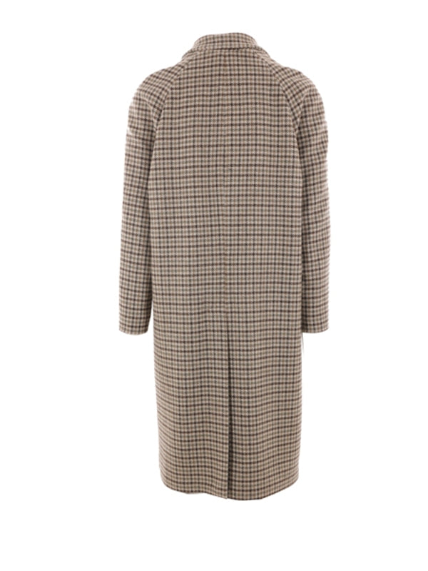 Boutonniere Check Wool Double Coat