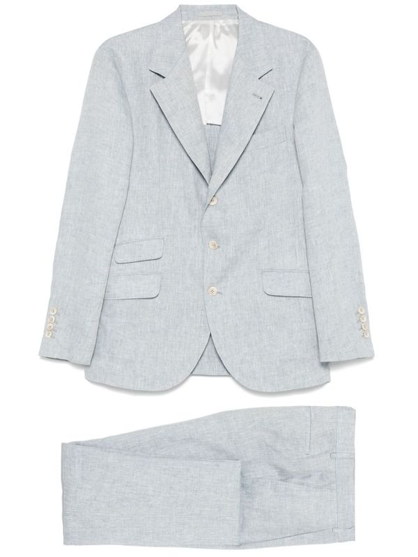 Single
  Breasted Linen Setup Suit