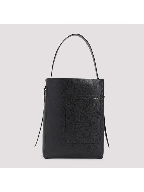 Pocket Detail Calfskin Medium Bucket Bag