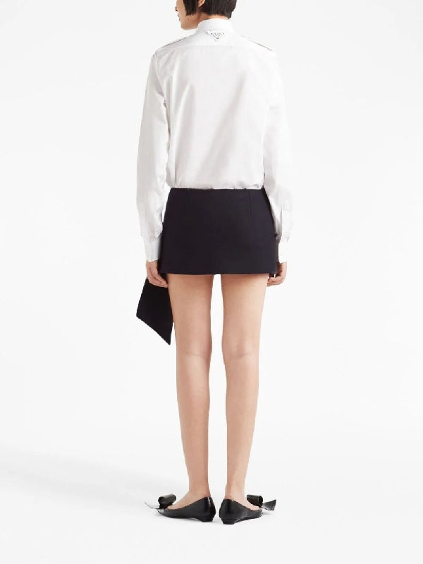 Asymmetric Hem Wool Mini Skirt