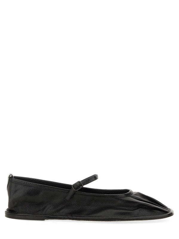 Black Lambskin Flat Shoes