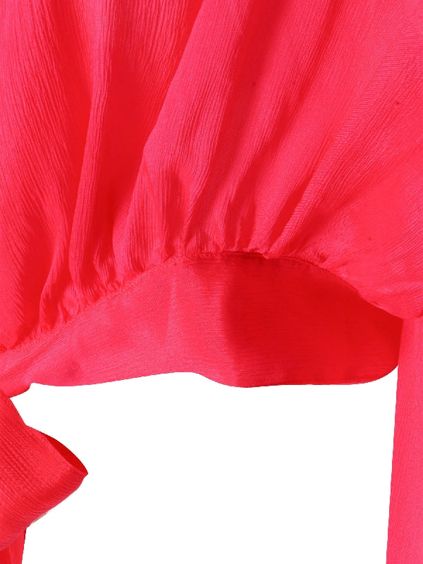 Red Tie Detail Silk Blouse