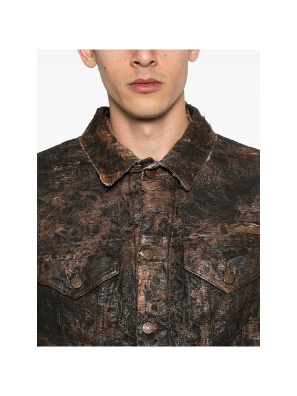 Monogram Distressed Denim Trucker Jacket