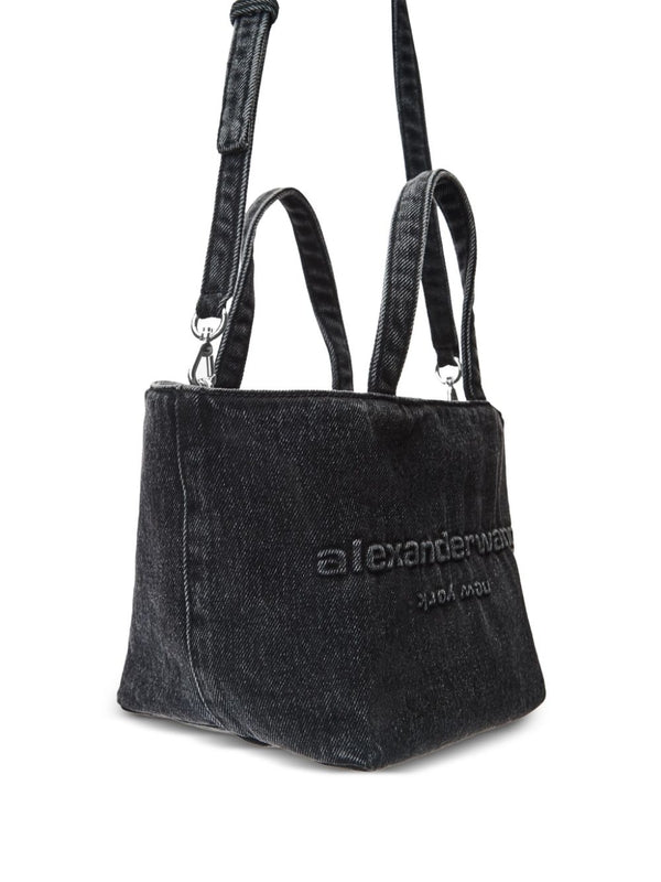 Logo Embossed Denim Tote Bag