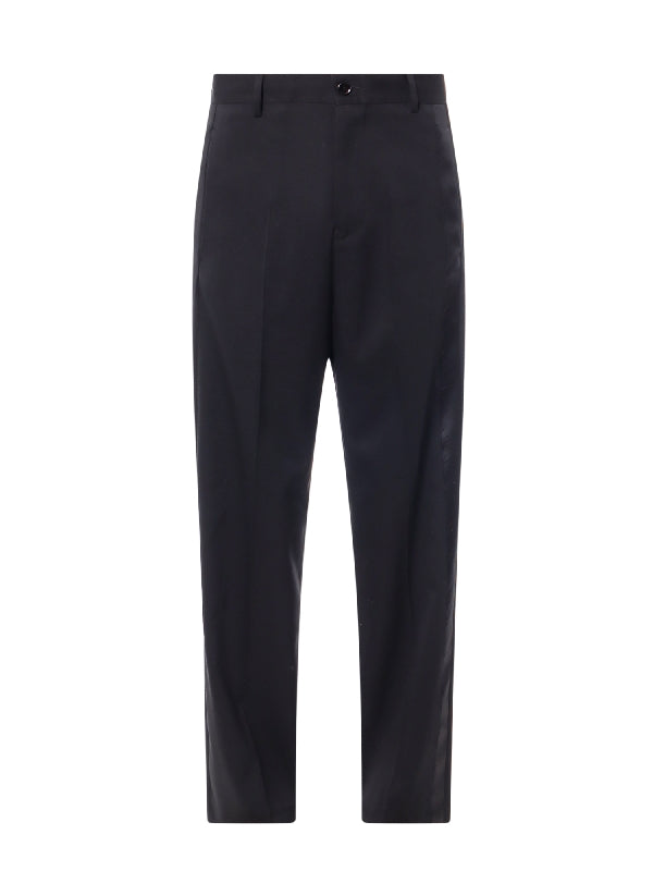 Black Wool Blend Tailored Pants