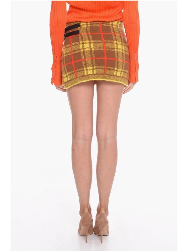 Tracy Check Fringe Wool Wrap Skirt