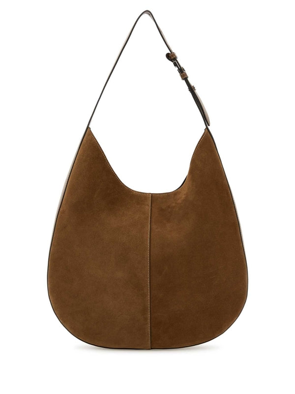 Di Logo Patch Suede Shoulder Bag