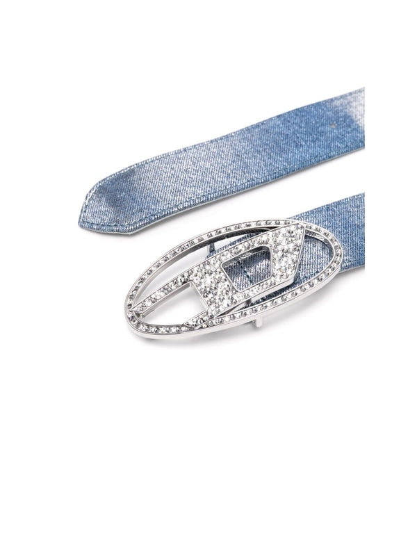 Crystal Logo Denim Belt