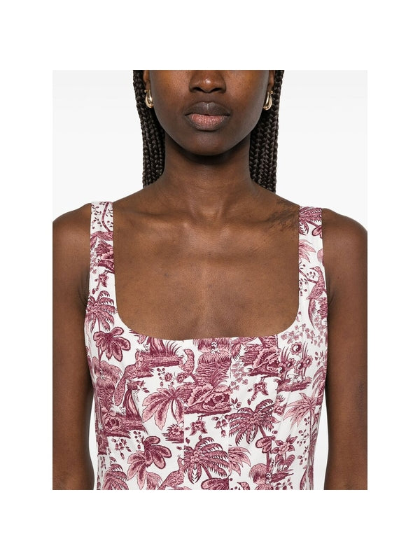 Botanical Print Sleeveless
  Midi Dress