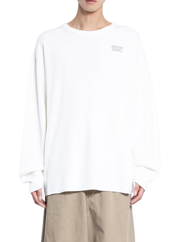 Logo Embroidery Waffle Jersey Long-Sleeve Top