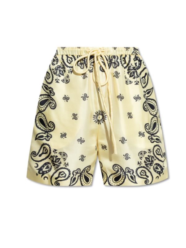 Anne Bandana Drawstring Silk Shorts