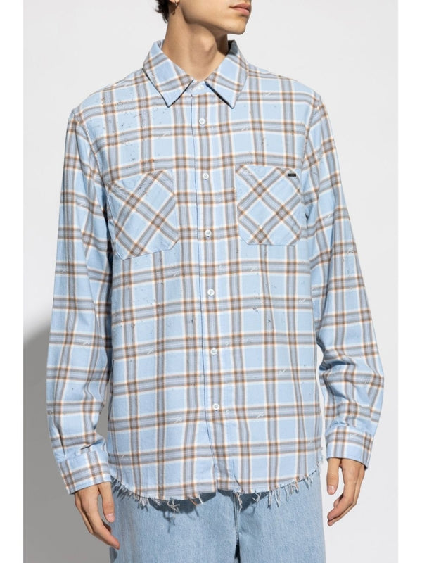 Back Embroidery Logo Check Pattern Shirt