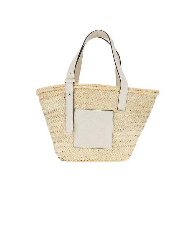 Anagram Patch Raffia Tote Bag