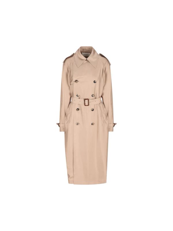 Beige Silk Trench Coat