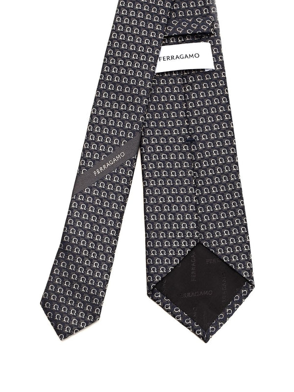 Gancini Pattern Silk Tie