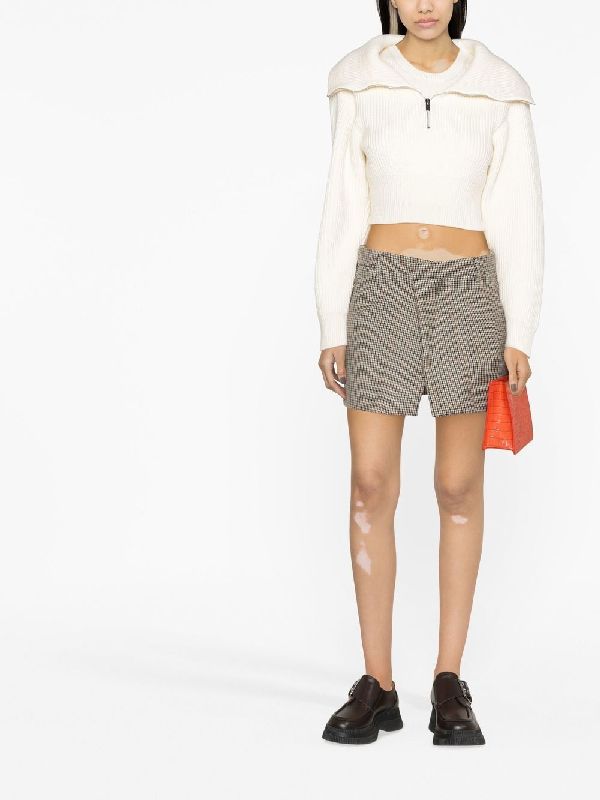 Houndstooth Check Slit Skirt