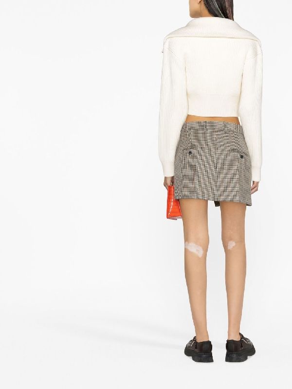 Houndstooth Check Slit Skirt