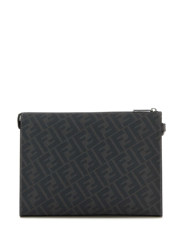 FF Leather Fabric Clutch