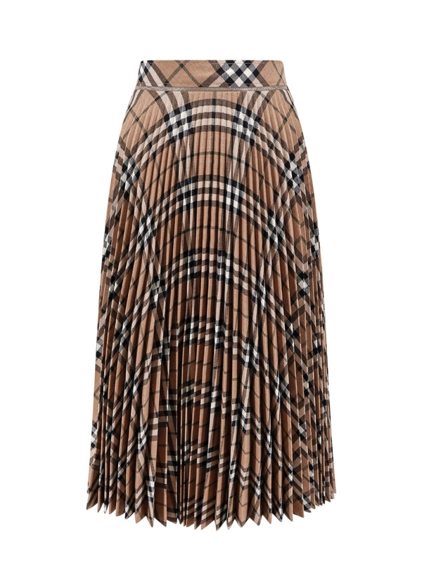 BURBERRY - Vintage Check Pleated Wool Skirt - Jente