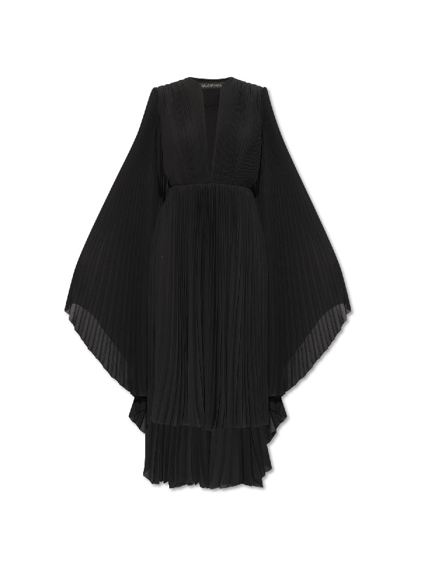 V-Neck Pleated Maxi Dress