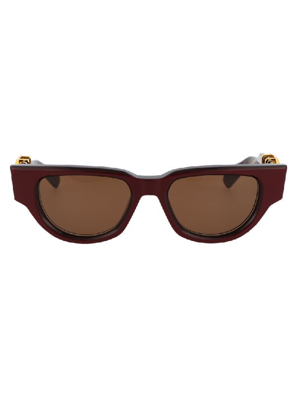 V Logo Temple Oval Frame Sunglasses