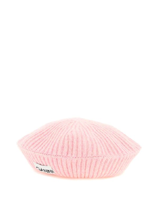 Logo Patch Rib Knit Beret