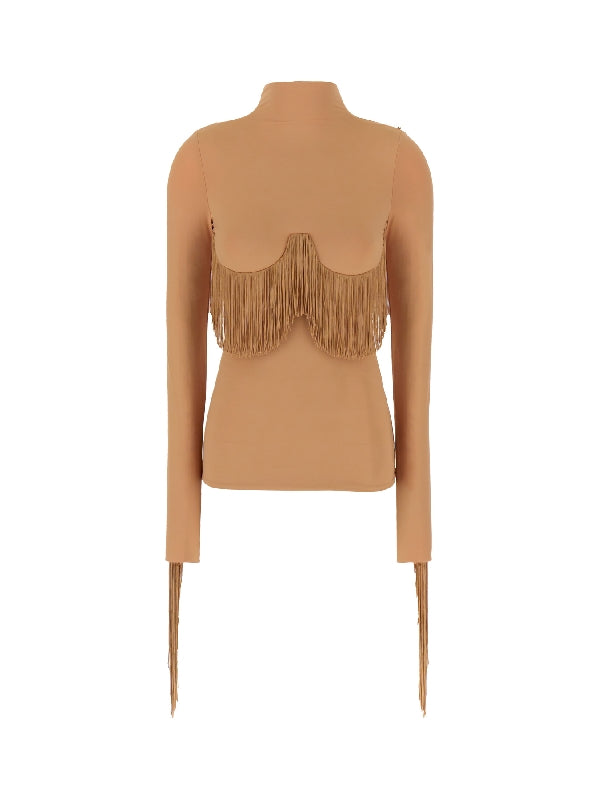 Wien Fringe Detail Mock-Neck Knit