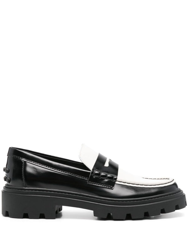 Two-Tone Leather Penny Loafers