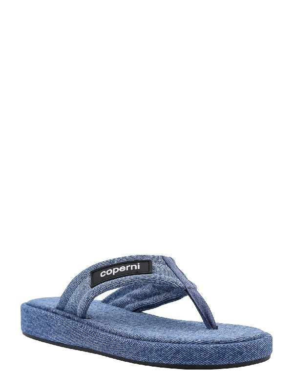 Denim Logo Patch Flip Flop Sandals