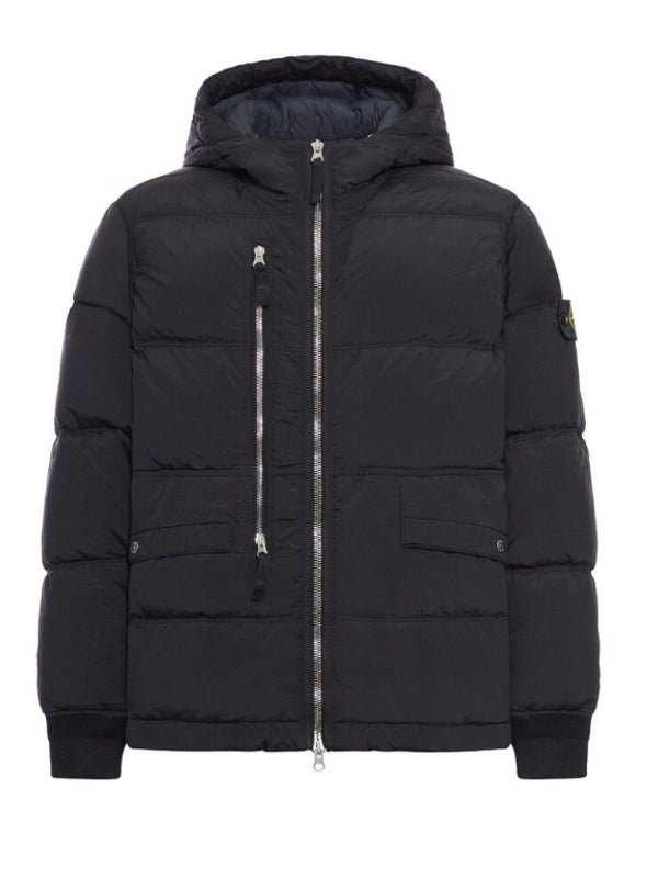 Wappen Patch Front Zip Black Puffer Jacket
