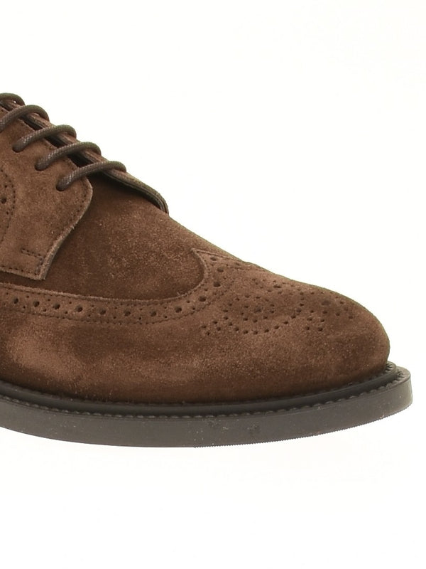 Brown Suede Logo Lace-Up Shoes - jentestore_global