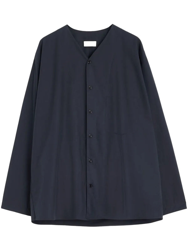 Collarless Cotton Long Sleeve Shirt