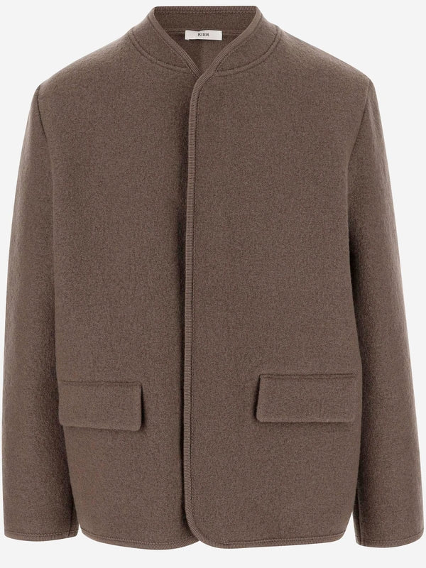 Collarless Wool Jacket