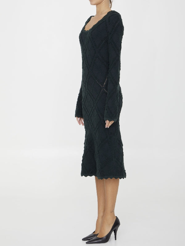 Aran Wool Scallop Line Knit Dress