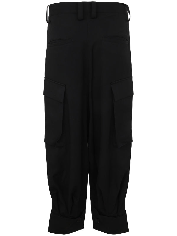 Drop-Crotch Wool Cargo Pants