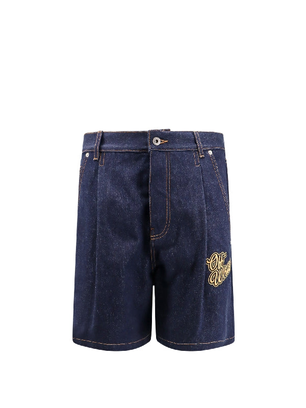 90s Logo Embroidery Denim Bermuda Shorts