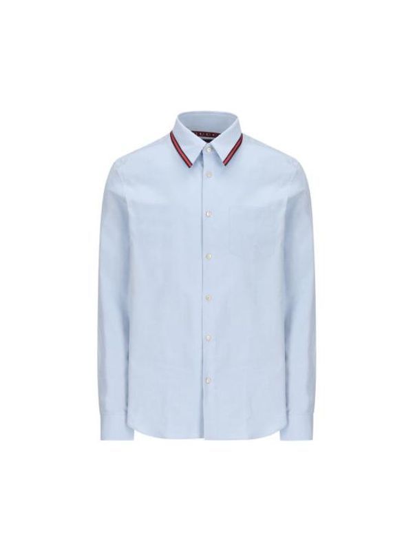 Web Stripe Collar Cotton Shirt