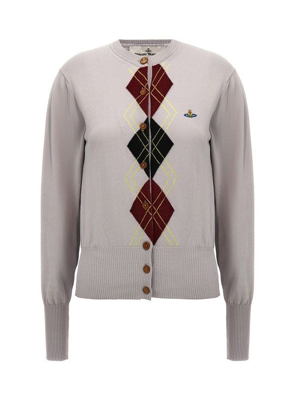 Orb Logo Argyle Pattern Cardigan