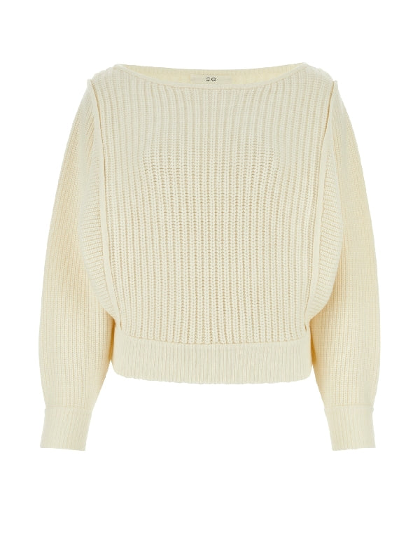 Wool Cashmere Boat Neck Chunky Knit