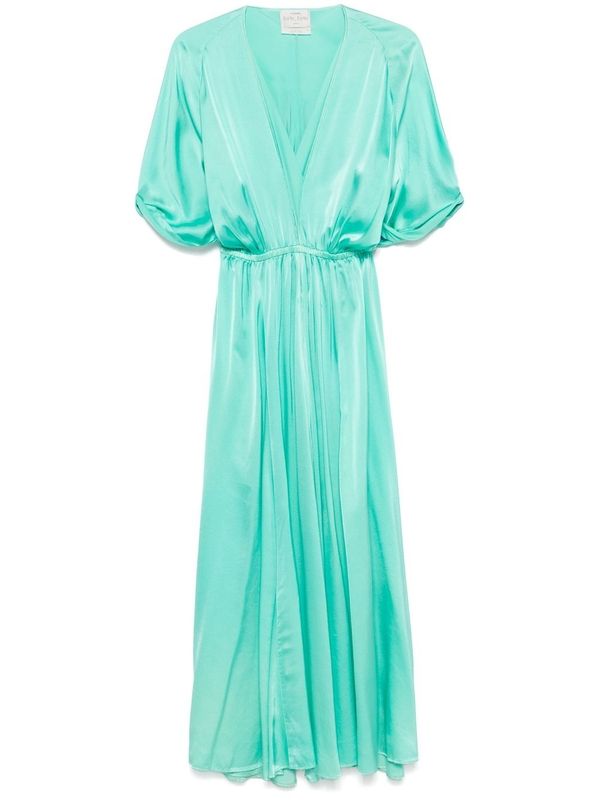 V-Neck Flare
  Satin Long Dress