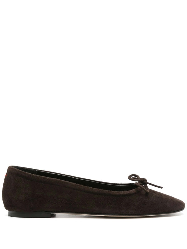 Bow Detail Suede Flat Shoes