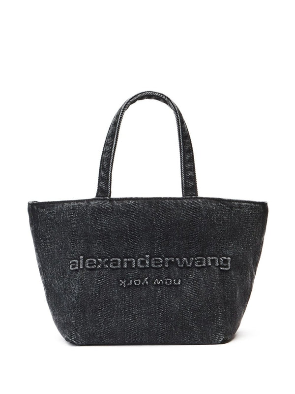 Logo Embossed Denim Tote Bag