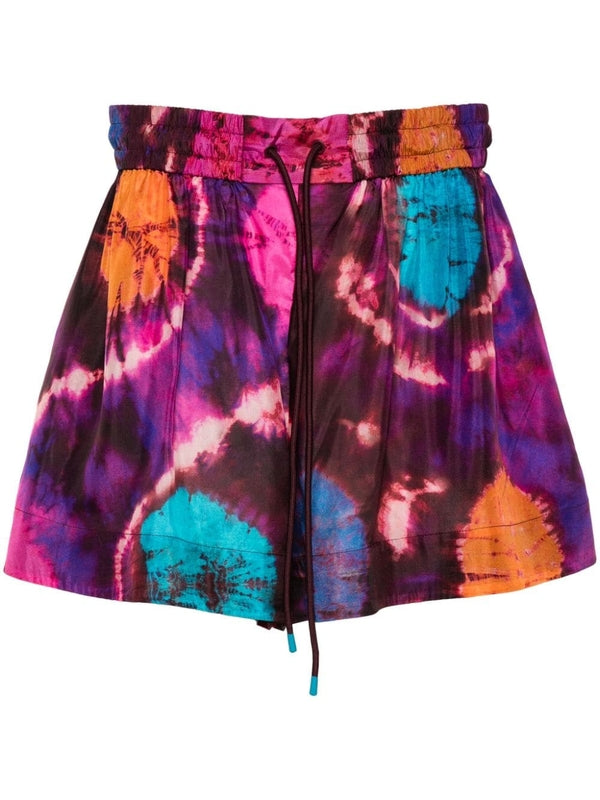 Tie Dye Printing Silk Shorts