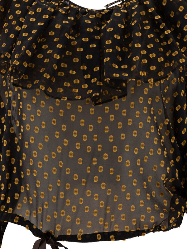 Pattern Print Ruffle Blouse