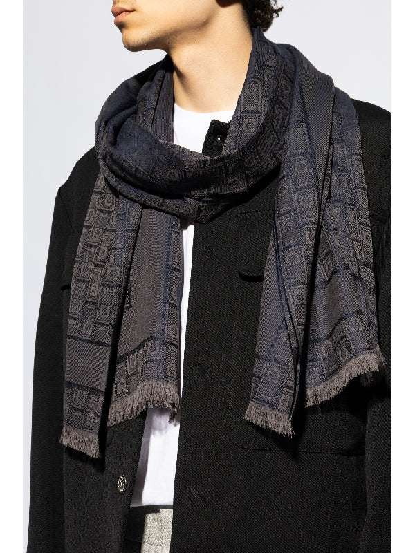 All-Over Gancini Logo Wool
  Silk Scarf